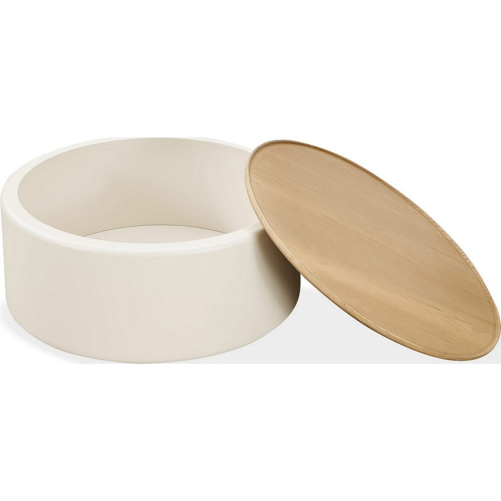 Oslo Lift-Top Coffee Table | Storage & Casters | Barley-White Wood 35" Round