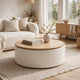 Oslo Lift-Top Coffee Table | Storage & Casters | Barley-White Wood 35" Round
