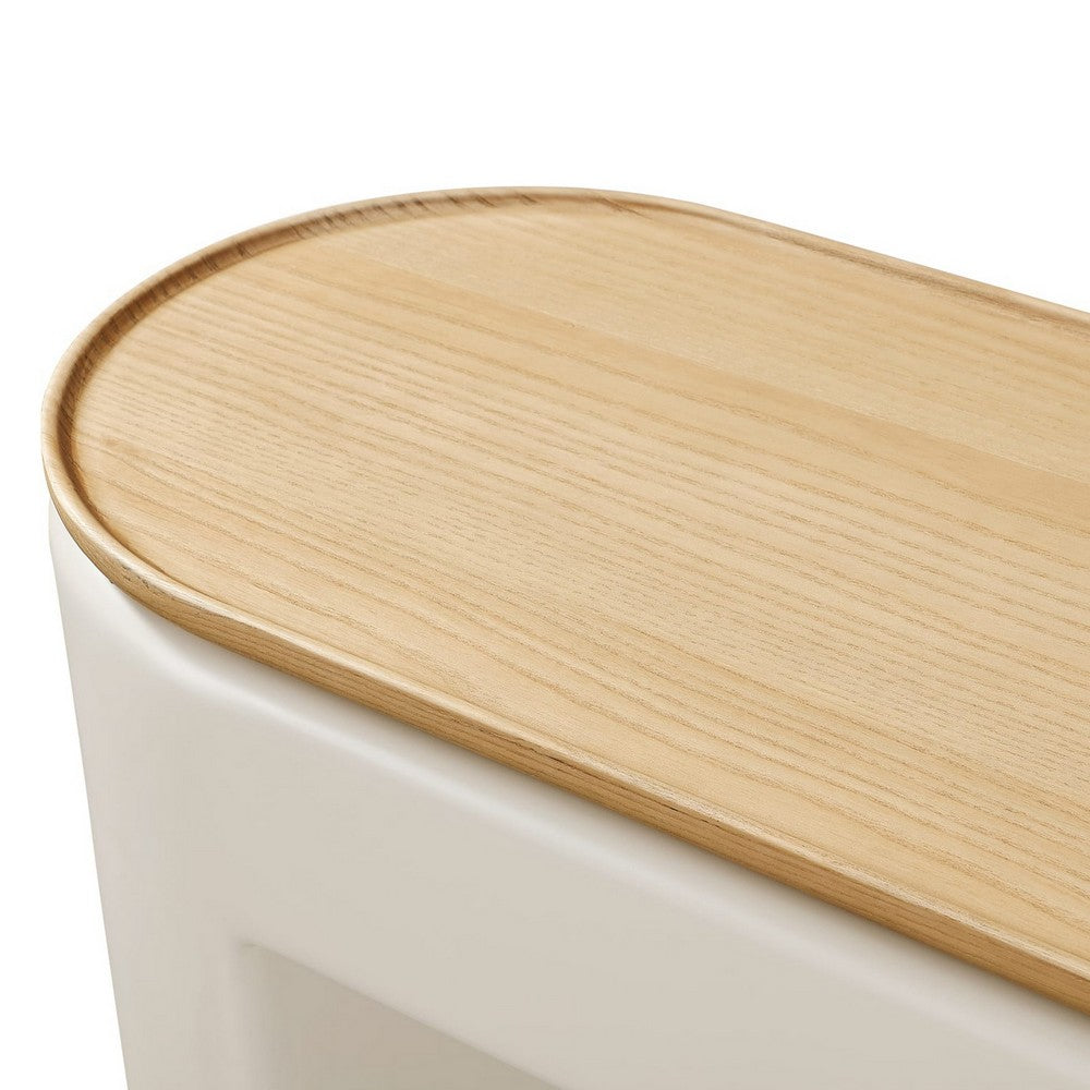Oslo Lift-Top Console Table with Barley Soft-Close Top | Off-White Wood 48"