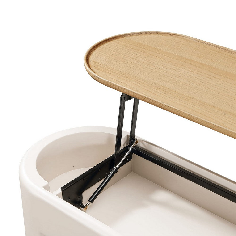 Oslo Lift-Top Console Table with Barley Soft-Close Top | Off-White Wood 48"