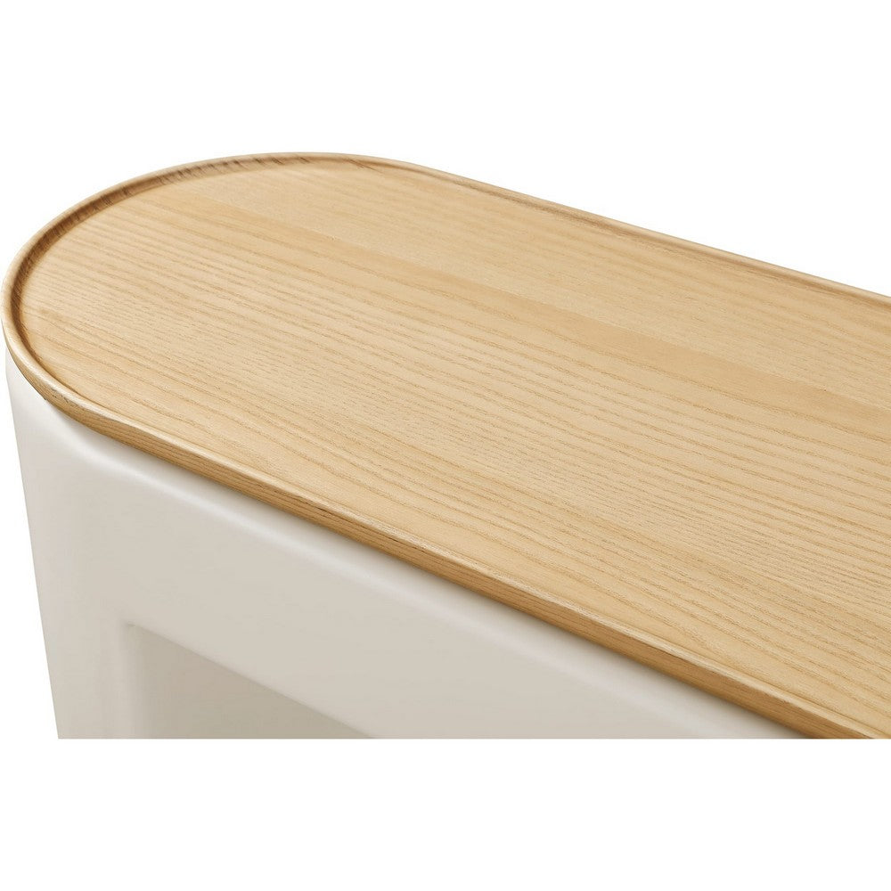 Oslo Lift-Top Console Table with Barley Soft-Close Top | Off-White Wood 48"