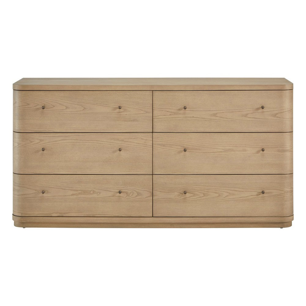 Yati 68" Dresser | 6 Drawers | Rounded Corners | Plinth Base | Buff Cream