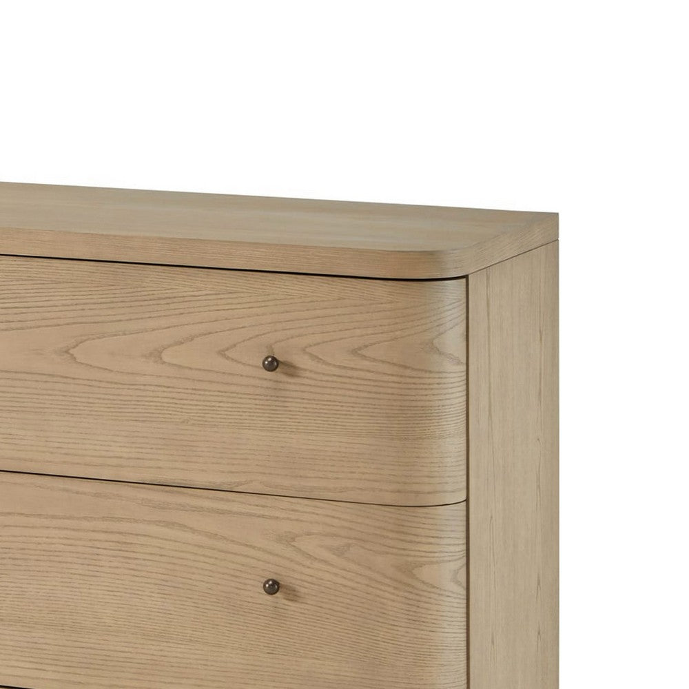 Yati 68" Dresser | 6 Drawers | Rounded Corners | Plinth Base | Buff Cream
