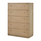 Yati Tall Dresser Chest | 5 Drawers | Rounded Corners | Distress Buff Cream