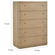 Yati Tall Dresser Chest | 5 Drawers | Rounded Corners | Distress Buff Cream