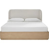 Yati Queen Platform Bed | Wingback | Beige Linen Upholstery | Buff Cream