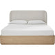 Yati Queen Platform Bed | Wingback | Beige Linen Upholstery | Buff Cream