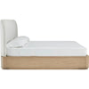 Yati Queen Platform Bed | Wingback | Beige Linen Upholstery | Buff Cream