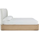 Yati Queen Platform Bed | Wingback | Beige Linen Upholstery | Buff Cream