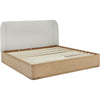 Yati Queen Platform Bed | Wingback | Beige Linen Upholstery | Buff Cream