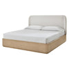 Yati Queen Platform Bed | Wingback | Beige Linen Upholstery | Buff Cream