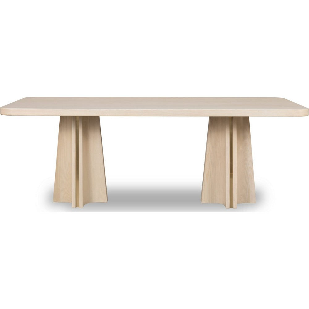 Zoya Rectangular Dining Table | Metal Double Pedestal | White S& 84"