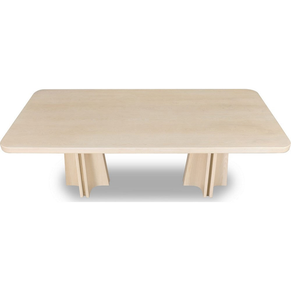 Zoya Rectangular Dining Table | Metal Double Pedestal | White S& 84"