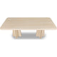 Zoya Rectangular Dining Table | Metal Double Pedestal | White S& 84"