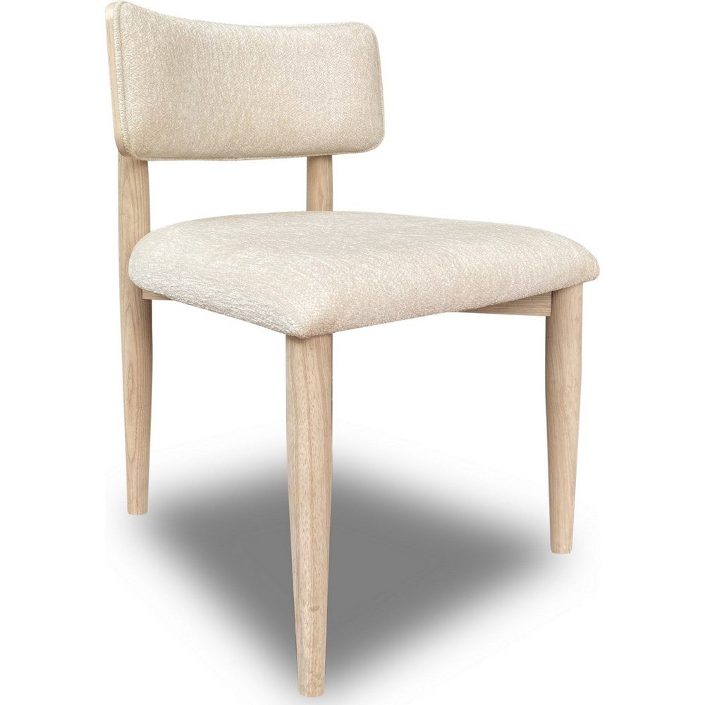 Zoya Dining Side Chair | Curved Back | Off White Dune Chenille | White S&