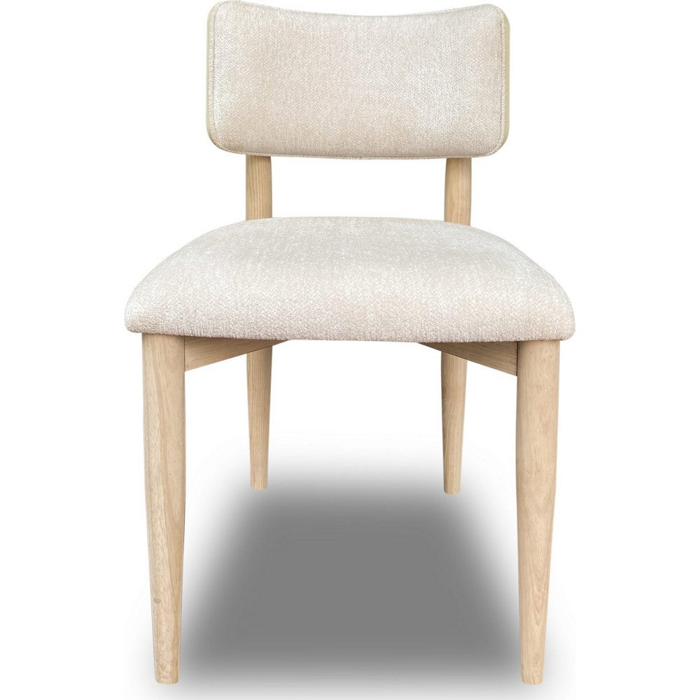 Zoya Dining Side Chair | Curved Back | Off White Dune Chenille | White S&