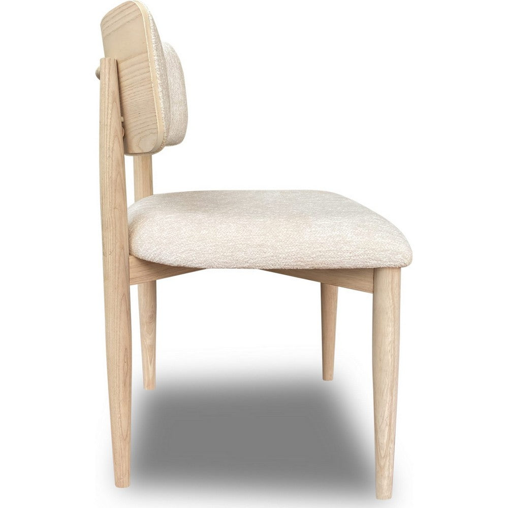 Zoya Dining Side Chair | Curved Back | Off White Dune Chenille | White S&