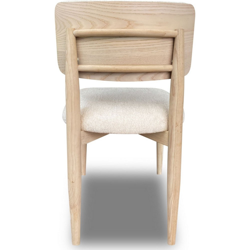 Zoya Dining Side Chair | Curved Back | Off White Dune Chenille | White S&