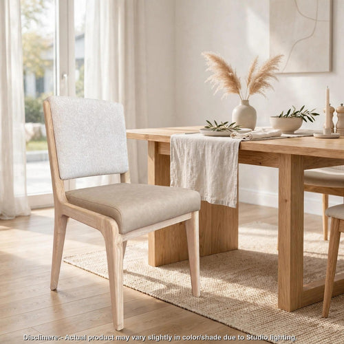 Zoya Dining Side Chair | Dune Chenille Back | Faux Leather Seat | White S&