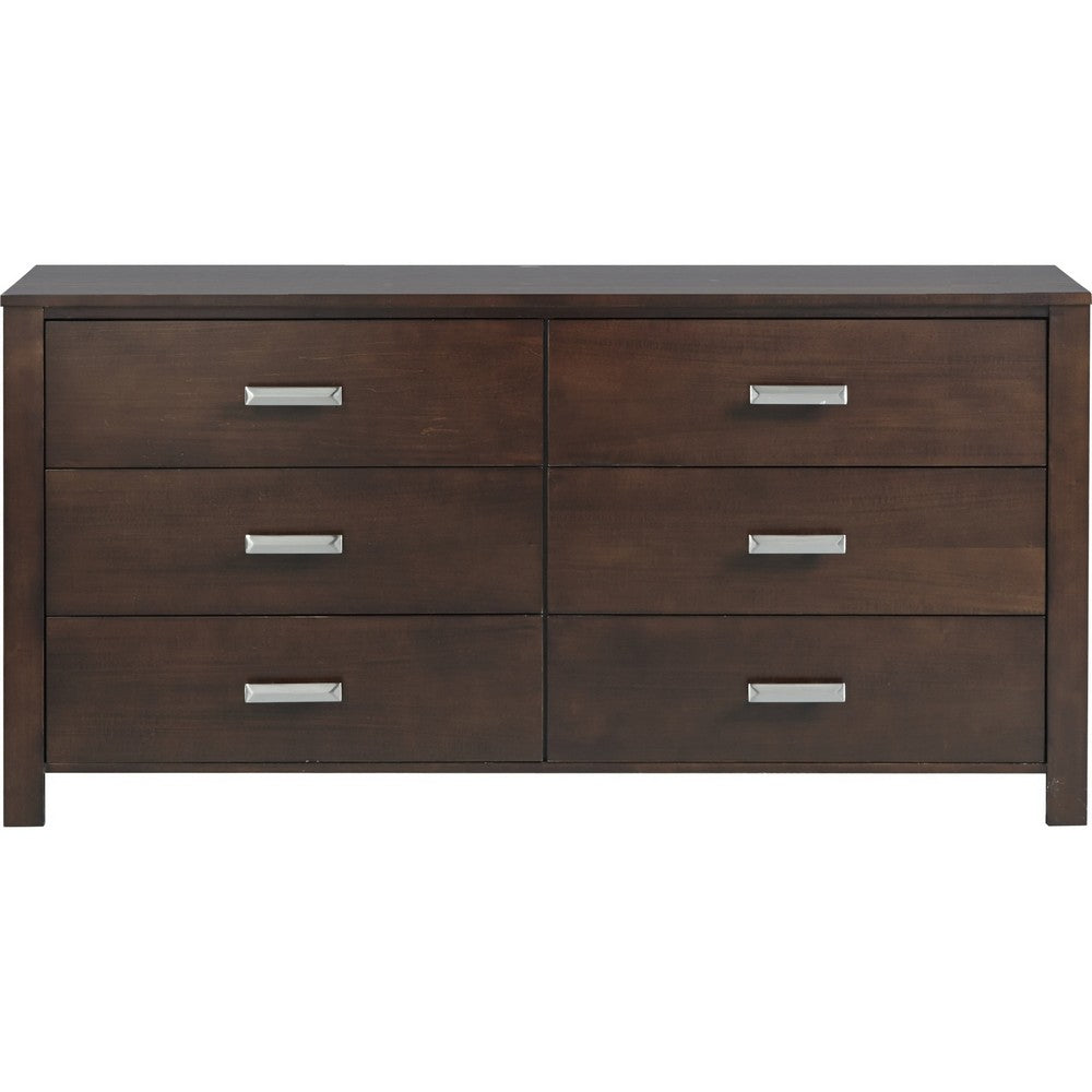 Yee 63" Dresser | 6 Drawers | Removable Felt Liners | Chocolate Brown