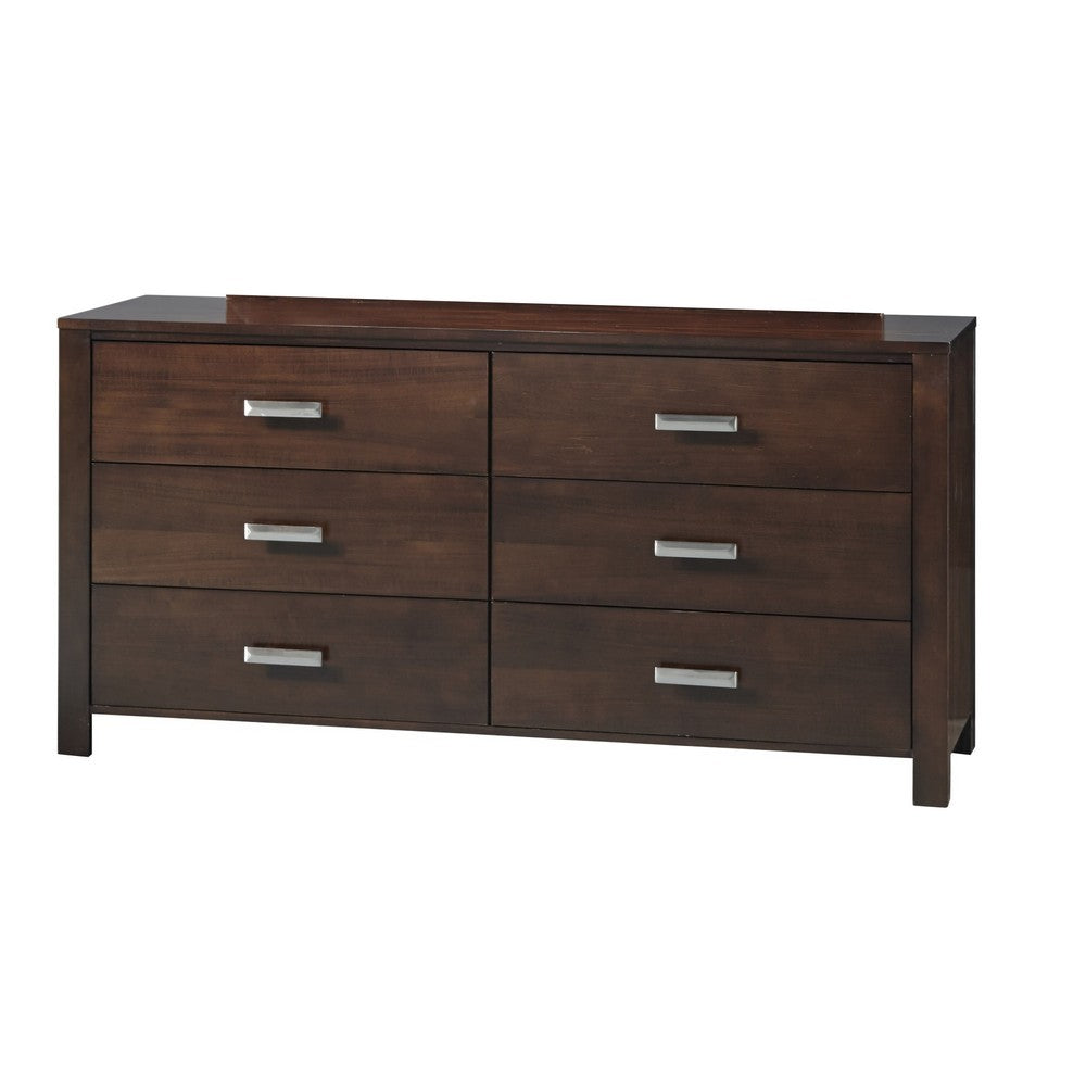 Yee 63" Dresser | 6 Drawers | Removable Felt Liners | Chocolate Brown