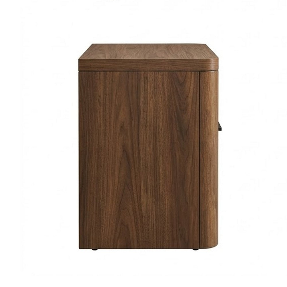 Toyo Nightstand | 1 Drawer and Open Cubby | English Walnut Brown | Black