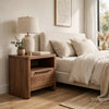 Toyo Nightstand | 1 Drawer and Open Cubby | English Walnut Brown | Black