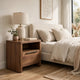 Toyo Nightstand | 1 Drawer and Open Cubby | English Walnut Brown | Black