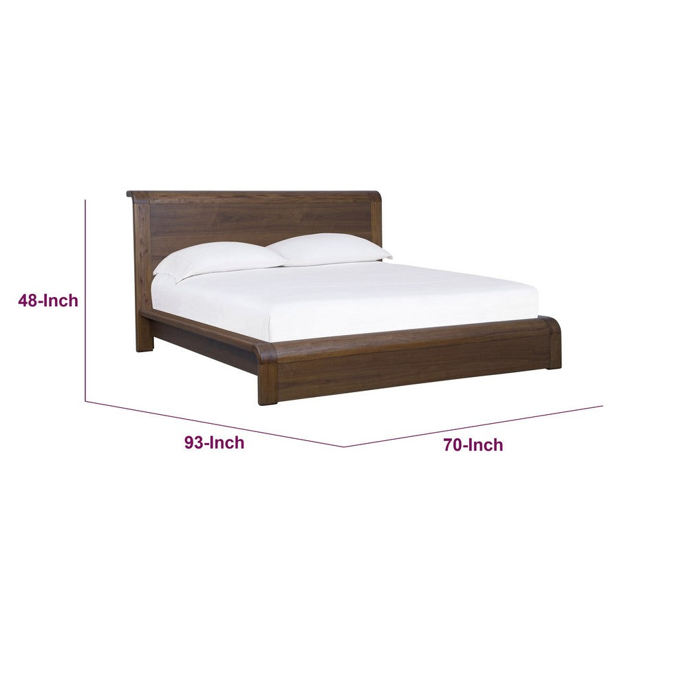 Toyo Queen Platform Bed | Sclupted Curved Frame | English Walnut Brown