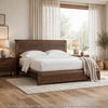 Toyo Queen Platform Bed | Sclupted Curved Frame | English Walnut Brown