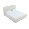 Riyan Queen Platform Bed | Rounded Edges | Frosty White Corduroy Upholstery
