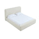 Riyan Queen Platform Bed | Rounded Edges | Frosty White Corduroy Upholstery