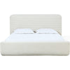 Riyan Queen Platform Bed | Rounded Edges | Frosty White Corduroy Upholstery
