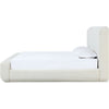 Riyan Queen Platform Bed | Rounded Edges | Frosty White Corduroy Upholstery