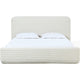 Riyan King Platform Bed | Rounded Edges | Frosty White Corduroy Upholstery
