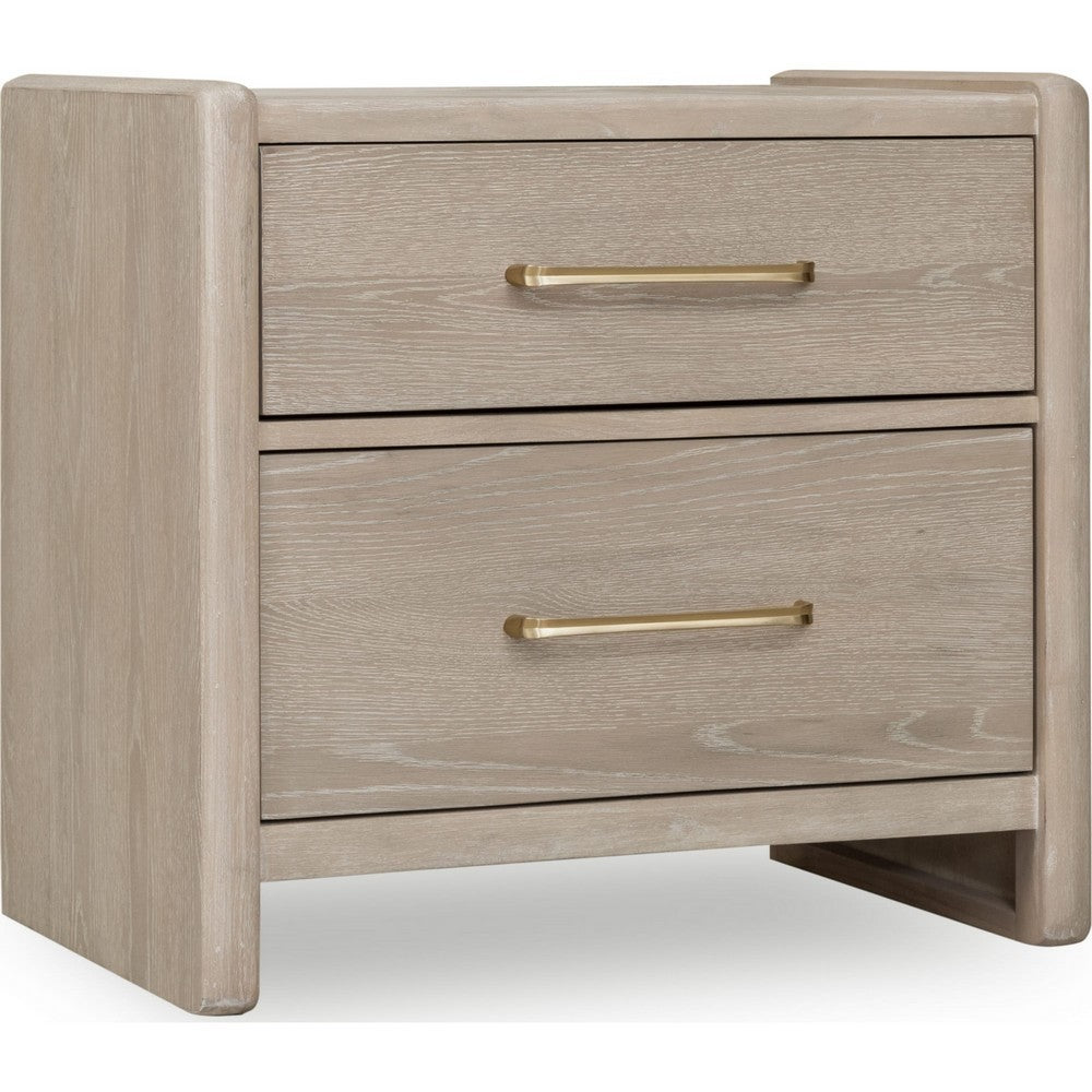 Giva Nightst& | 2 Drawers | Wide Panel Legs | Bronze | Matte Chai Brown