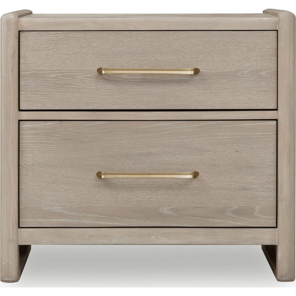Giva Nightst& | 2 Drawers | Wide Panel Legs | Bronze | Matte Chai Brown