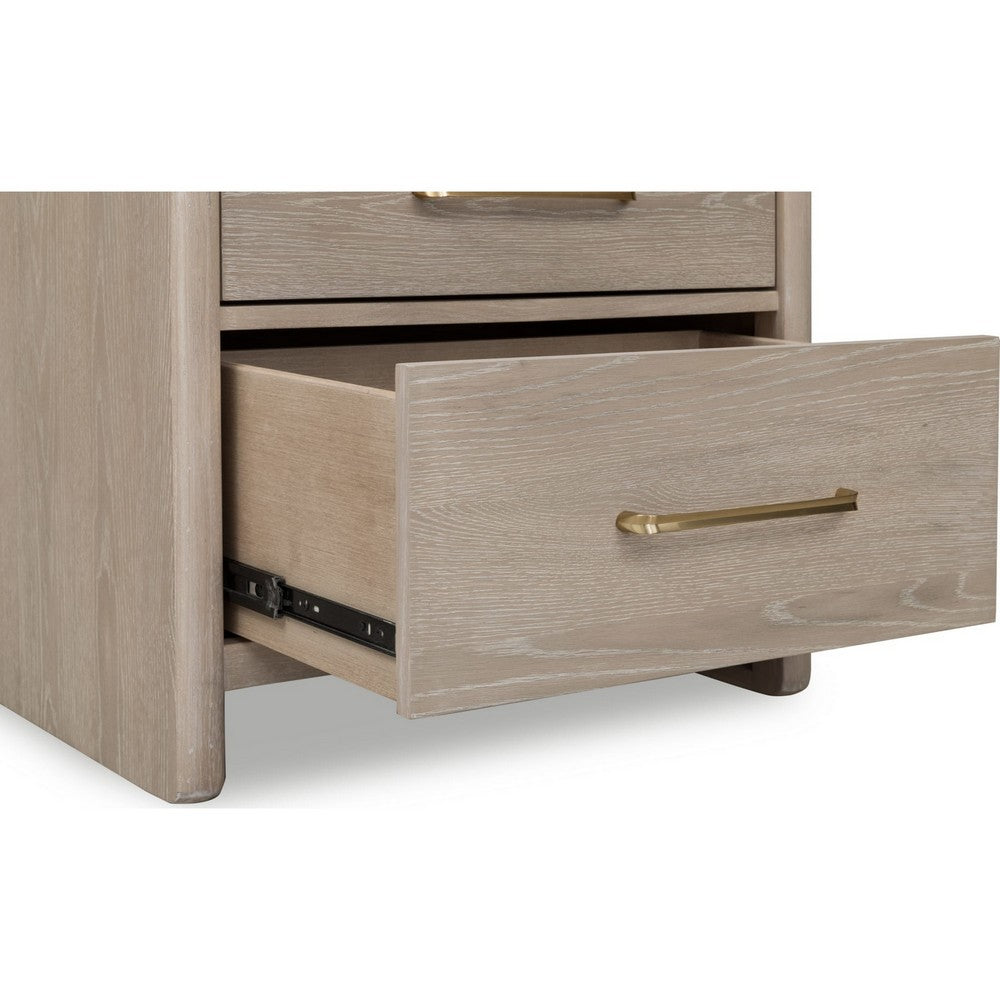 Giva Nightst& | 2 Drawers | Wide Panel Legs | Bronze | Matte Chai Brown