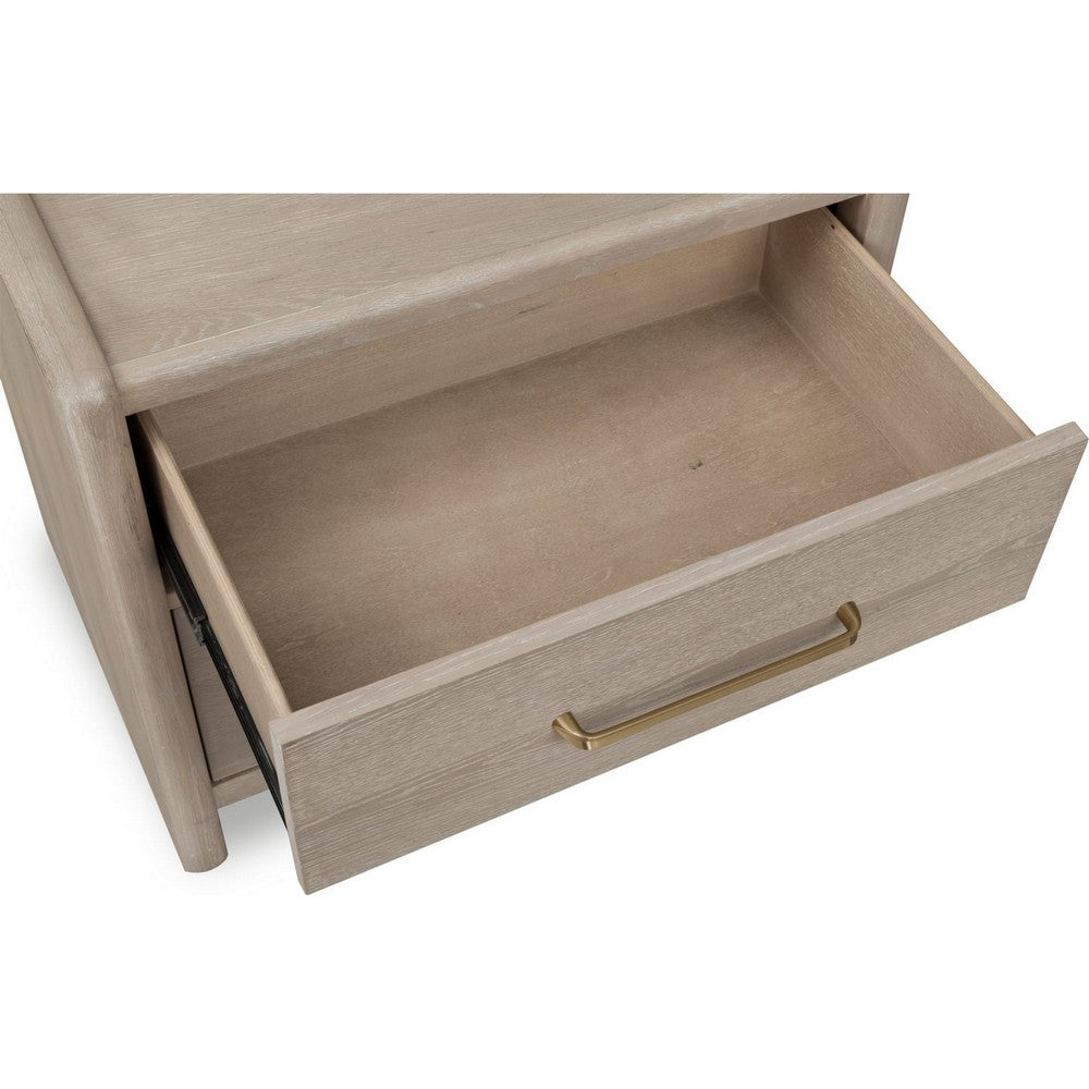 Giva Nightst& | 2 Drawers | Wide Panel Legs | Bronze | Matte Chai Brown