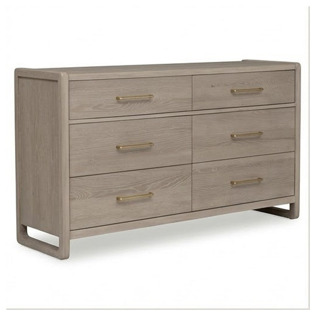 Giva 70" Dresser | 6 Drawers | Wide Panel Legs | Bronze | Matte Chai Brown