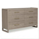 Giva 70" Dresser | 6 Drawers | Wide Panel Legs | Bronze | Matte Chai Brown