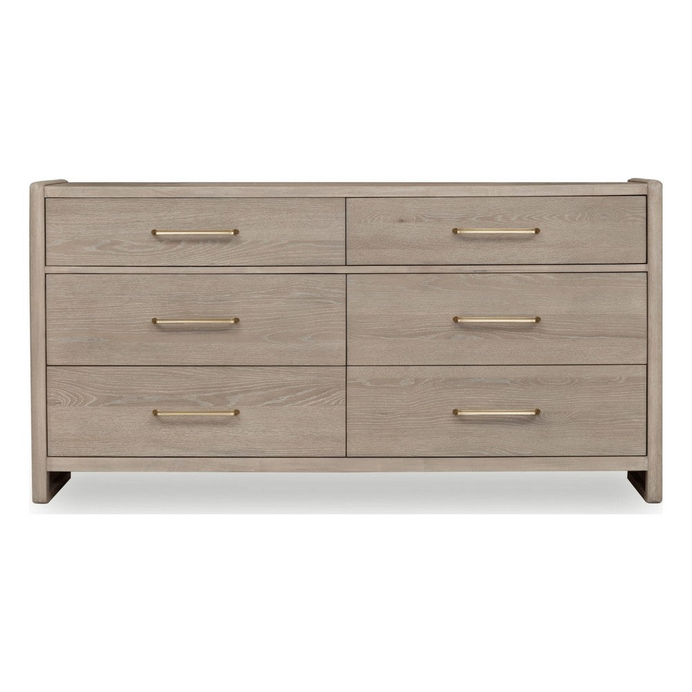 Giva 70" Dresser | 6 Drawers | Wide Panel Legs | Bronze | Matte Chai Brown