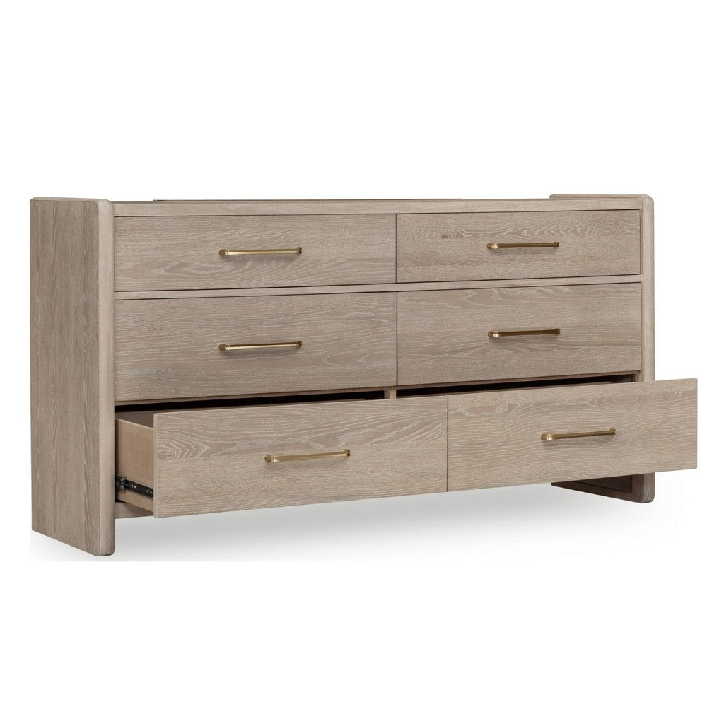 Giva 70" Dresser | 6 Drawers | Wide Panel Legs | Bronze | Matte Chai Brown