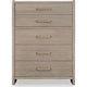Giva Tall Dresser Chest | 5 Drawers | Wide Panel Legs | Bronze | Chai Brown