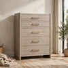 Giva Tall Dresser Chest | 5 Drawers | Wide Panel Legs | Bronze | Chai Brown