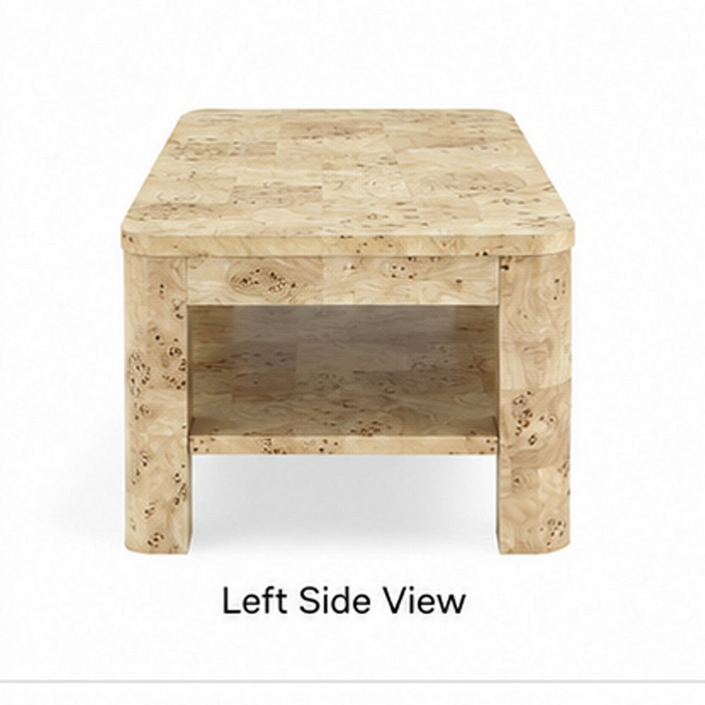 Kaya Coffee Table | Rectangular Top w Shelf | Amber Kiss Brown 48"