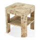 Kaya Side End Table | Square Top w Open Shelf | Amber Kiss Brown 24"