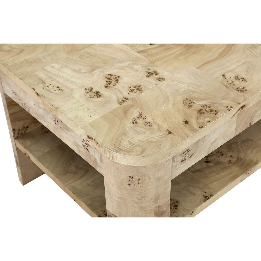 Kaya Side End Table | Square Top w Open Shelf | Amber Kiss Brown 24"