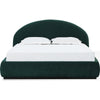 Lexo King Platform Bed | Arch Headboard | Emerald Green Chenille Upholstery
