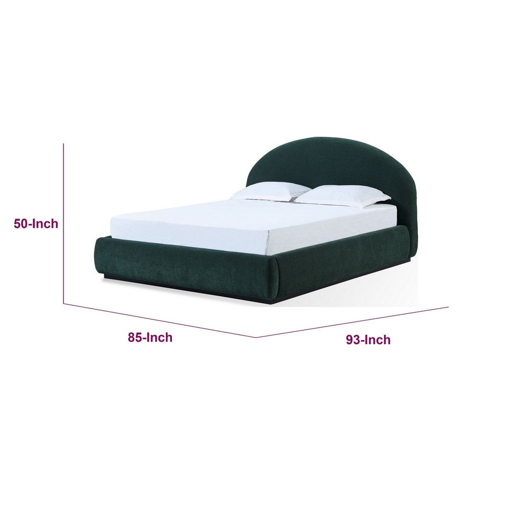 Lexo King Platform Bed | Arch Headboard | Emerald Green Chenille Upholstery